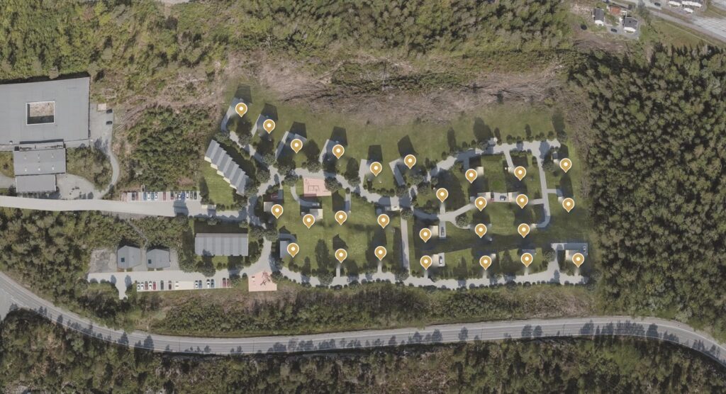 Oversiktsbilde av tomter i Solvik Terrasse, Risør